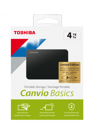 4TB Canvio Basics 2.5" USB3.2 GEN1 + Type-C Adaptör TOSHIBA HDTB440EK3CB